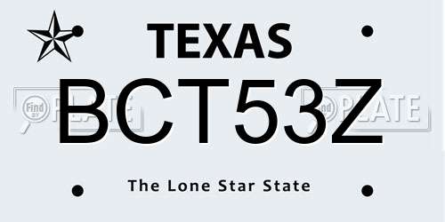 BCT53Z Texas License Plate