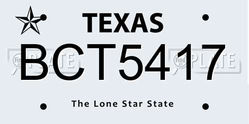 BCT5417 Texas License Plate