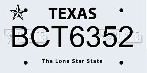 BCT6352 Texas License Plate