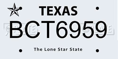BCT6959 Texas License Plate