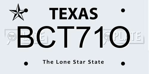 BCT71O Texas License Plate