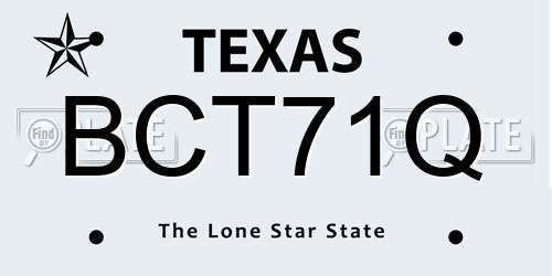 BCT71Q Texas License Plate