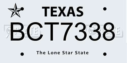 BCT7338 Texas License Plate