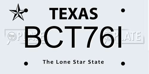 BCT76I Texas License Plate