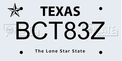 BCT83Z Texas License Plate