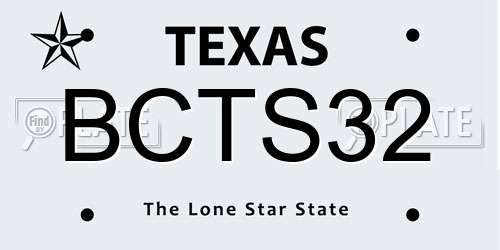 BCTS32 Texas License Plate