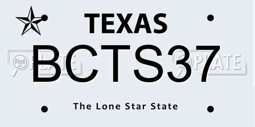 BCTS37 Texas License Plate