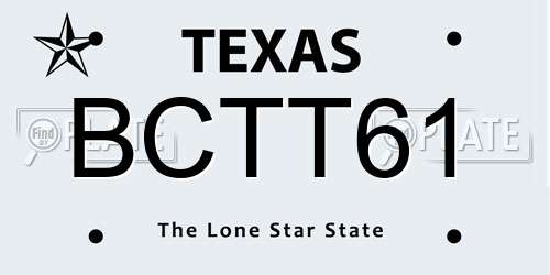 BCTT61 Texas License Plate