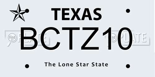 BCTZ10 Texas License Plate
