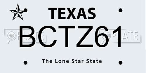 BCTZ61 Texas License Plate