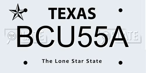 BCU55A Texas License Plate