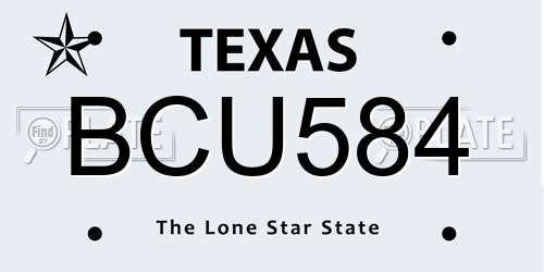 BCU584 Texas License Plate