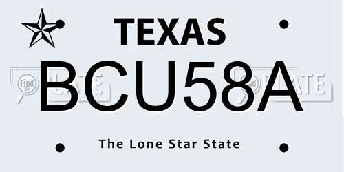 BCU58A Texas License Plate