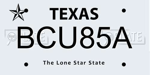 BCU85A Texas License Plate