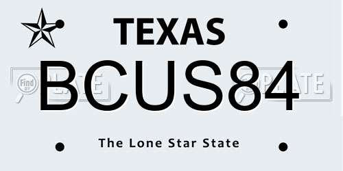 BCUS84 Texas License Plate