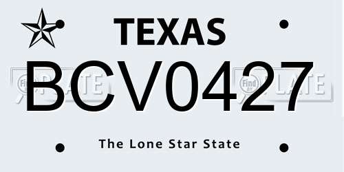 BCV0427 Texas License Plate
