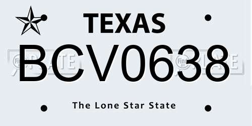 BCV0638 Texas License Plate