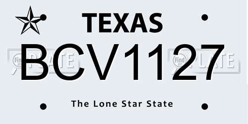 BCV1127 Texas License Plate