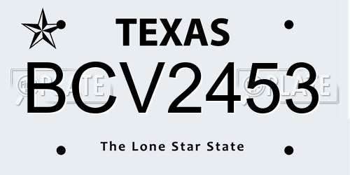 BCV2453 Texas License Plate