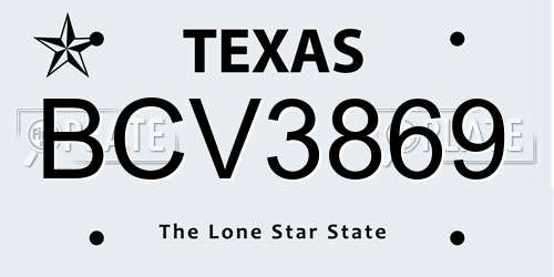BCV3869 Texas License Plate