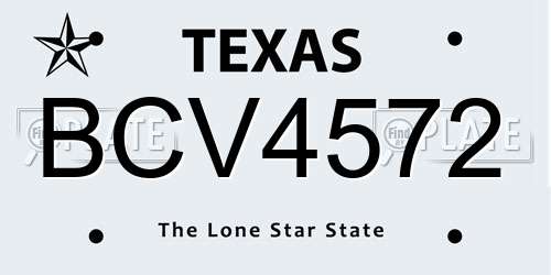 BCV4572 Texas License Plate