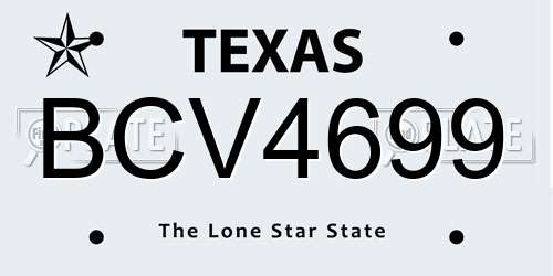 BCV4699 Texas License Plate