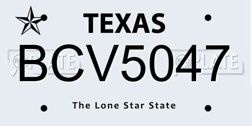 BCV5047 Texas License Plate