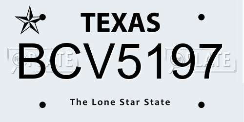 BCV5197 Texas License Plate
