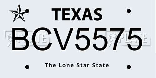 BCV5575 Texas License Plate