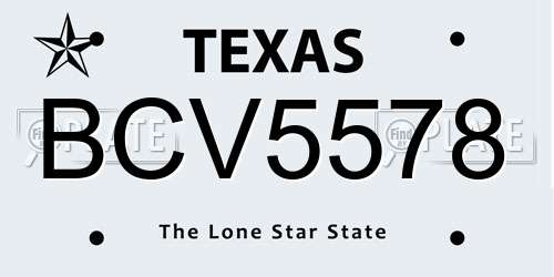 BCV5578 Texas License Plate