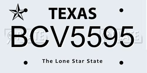 BCV5595 Texas License Plate