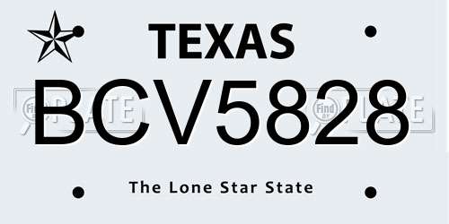 BCV5828 Texas License Plate