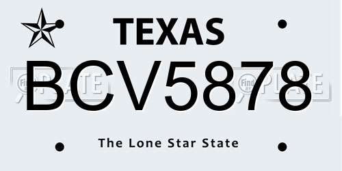 BCV5878 Texas License Plate