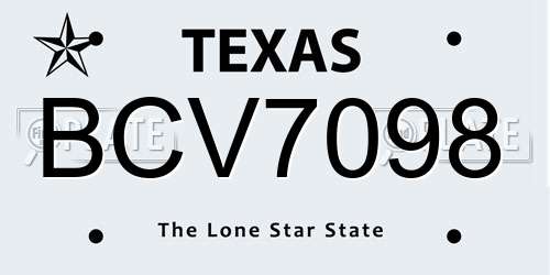 BCV7098 Texas License Plate