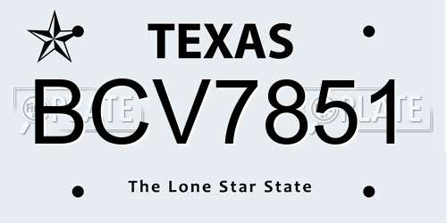 BCV7851 Texas License Plate