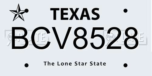 BCV8528 Texas License Plate