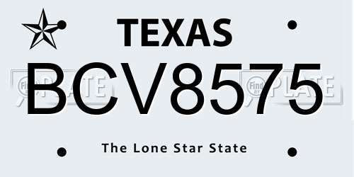 BCV8575 Texas License Plate