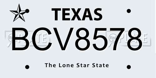 BCV8578 Texas License Plate