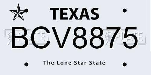 BCV8875 Texas License Plate
