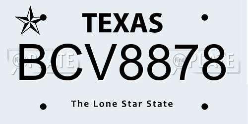 BCV8878 Texas License Plate