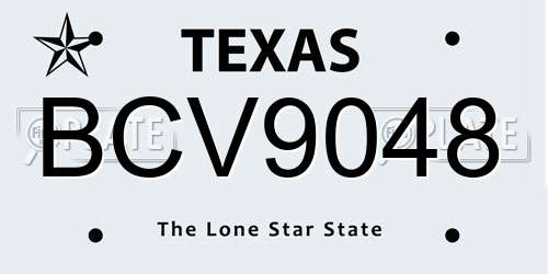 BCV9048 Texas License Plate