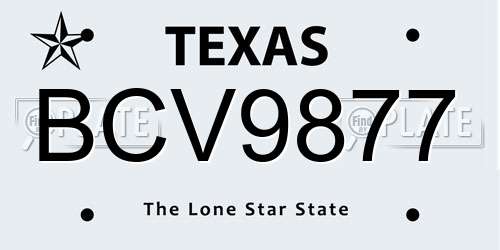 BCV9877 Texas License Plate