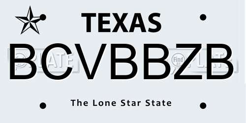 BCVBBZB Texas License Plate