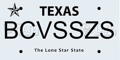 BCVSSZS Texas License Plate