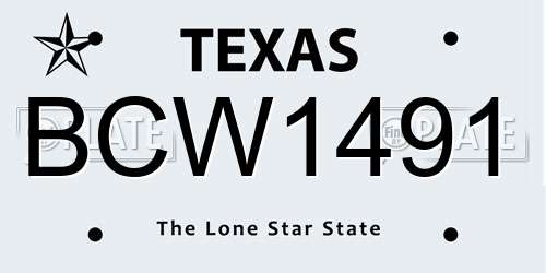 BCW1491 Texas License Plate
