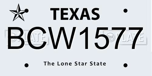 BCW1577 Texas License Plate