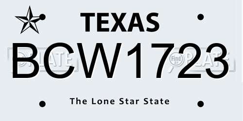 BCW1723 Texas License Plate