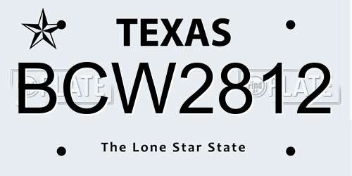 BCW2812 Texas License Plate