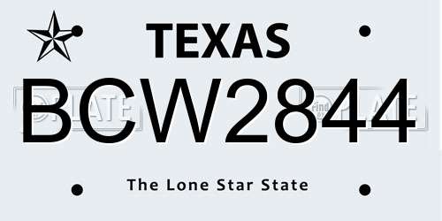 BCW2844 Texas License Plate