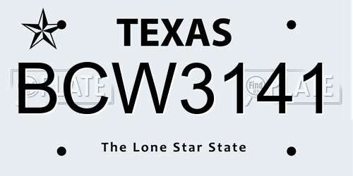 BCW3141 Texas License Plate